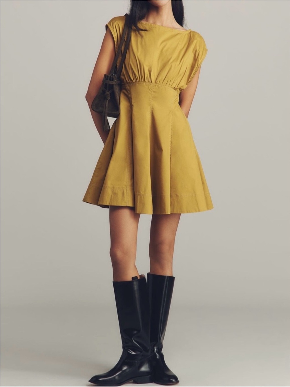 Maeve Olive Mini Fit-and-Flare Dress